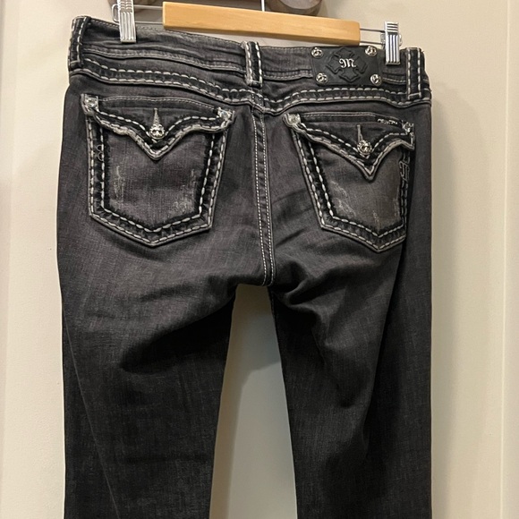 Vintage Y2K Miss Me Charcoal Denim with Silver Stitching - Picture 3 of 12